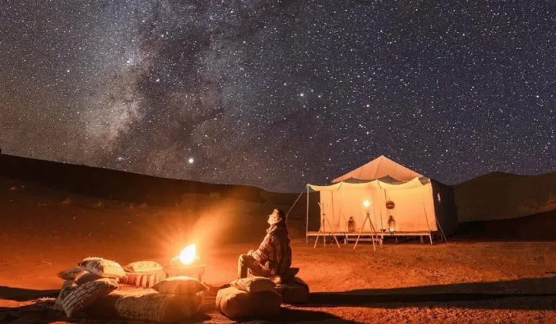 Camp Under the Stars in the Sahara Desert, Morocco